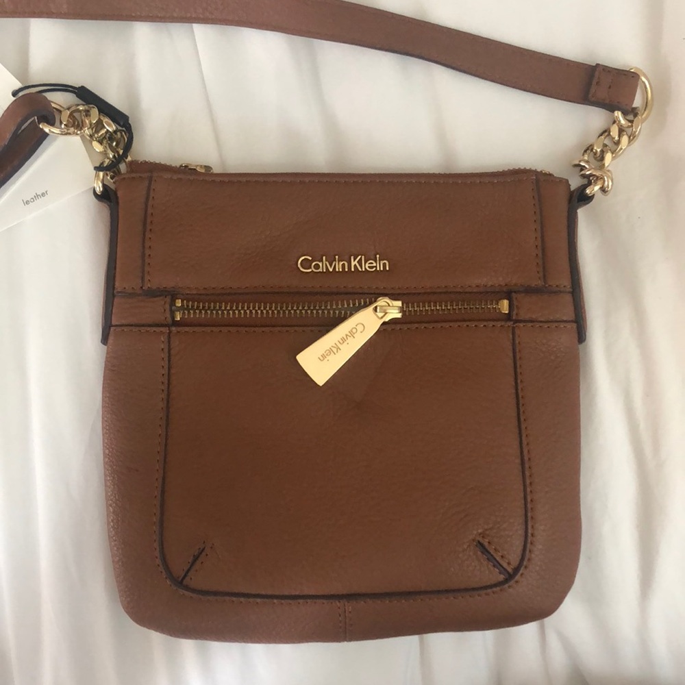 LAST CHANCE Calvin Klein Brown Leather Crossbody